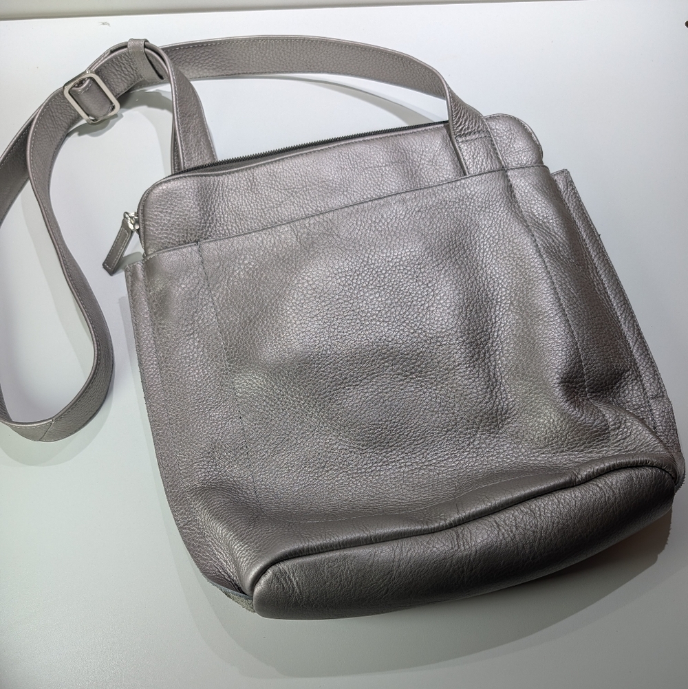 Pewter Derek Alexander Leather Bag